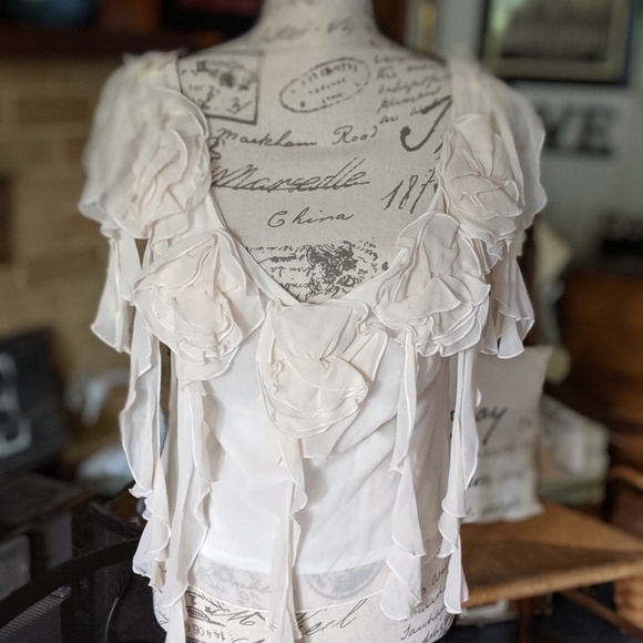 Neiman Marcus Tops - Neiman Marcus cream silk top blouse unique